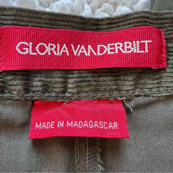 Y2K VTG Gloria Vanderbilt Cotton Olive Wide Leg Cargo Pants Waist SZ 12 - Picture 5 of 12